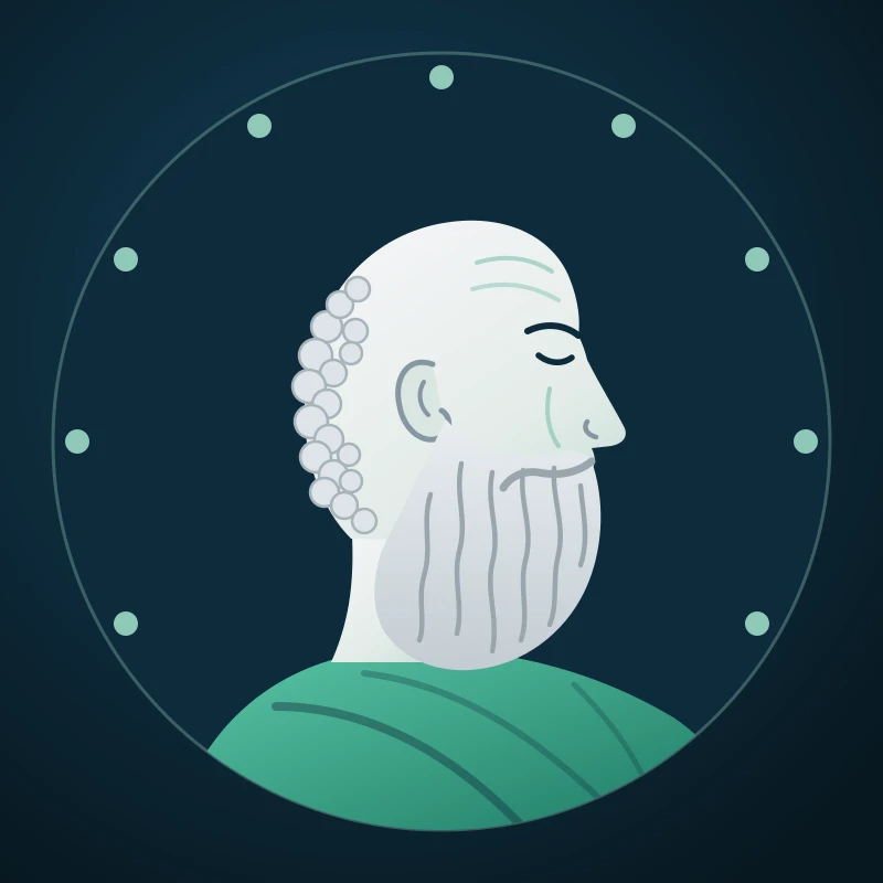 Hippocrates, in profile on the Democura medallion